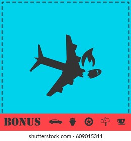 Crash plane icon flat. Simple vector symbol and bonus icon