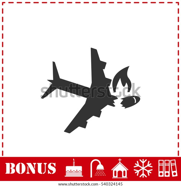 Crash plane icon flat. Simple vector symbol and\
bonus icon