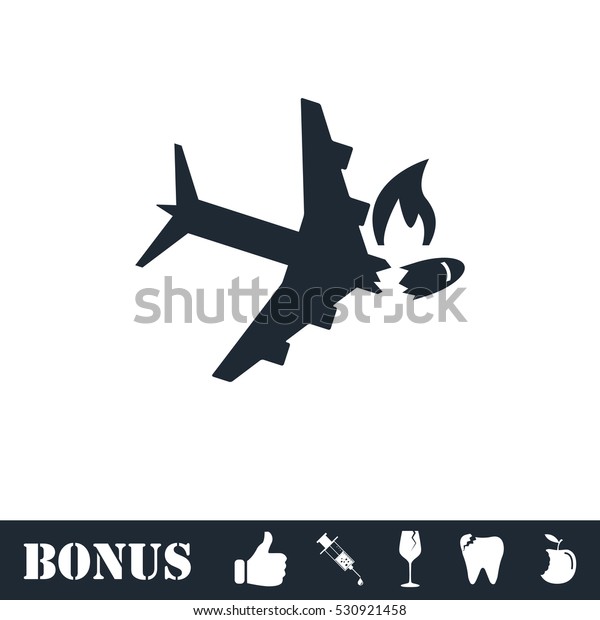 Crash plane icon flat. Vector illustration
symbol and bonus
pictogram