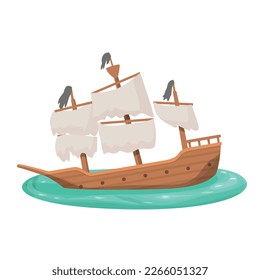 Crash shipwreck icon cartoon vector. Old ship. Wave ocean