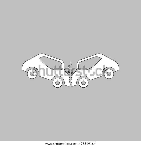 crash Simple line\
vector button. Thin line illustration icon. White outline symbol on\
grey background