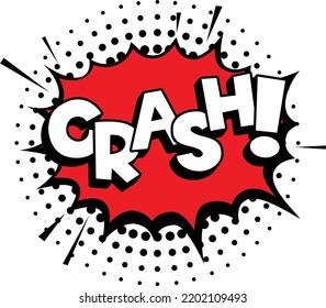 Crash sticker in pop art style. Explosion comic shape