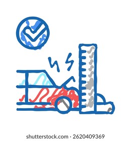 crash test car doodle icon sketch vector. crash test car sign. isolated symbol illustration