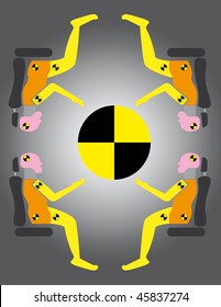 Crash Test Dummies Around The Danger Symbol