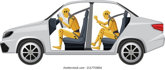 Crash Test Dummy In A Car Airbag Illustration