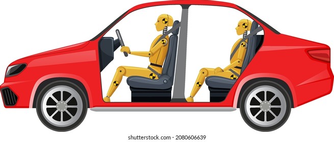 Crash test dummy in a car illustration