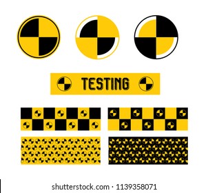 crash test sign, vector test icons, ammunition test sign