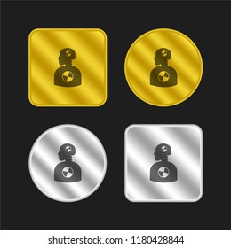 Crash testing dummy silhouette gold and silver metallic coin  design