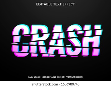 crash text effect template with bold type style and glitch concept use for sticker and logotype 