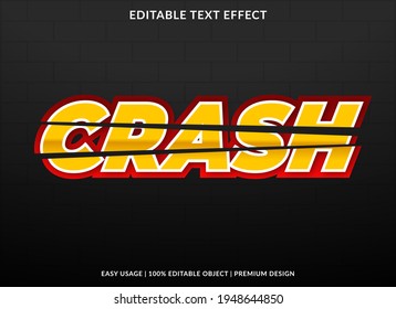 crash text effect template design with bold style and abstract background use for business brand logo and sticker