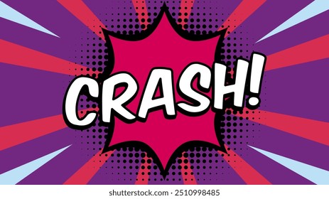 Crash text template on retro background for stickers, posters, social media posts