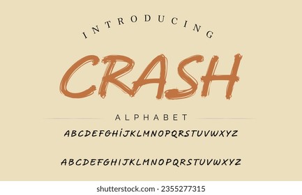 Crash Vintage Brush Script Modern Alphabet. Retro Typeface. Textured unique brush in alphabet style. Letters.Vector Alphabet. Exclusive Custom Letters.