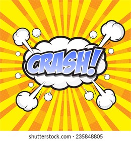 CRASH! wording sound effect set design for comic background, comic strip