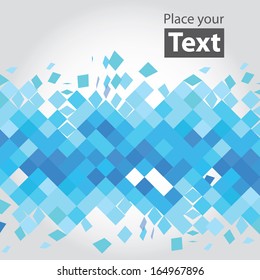 Crashed blue squares. Vector geometrical background. Abstract mosaic background. Layered file