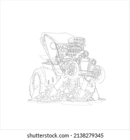 crashed  Car coloring page Sketch of Loading Shovel |  Outlines of the self propelled sprayer 