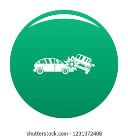 Crashed car icon. Simple illustration of crashed car vector icon for any design green