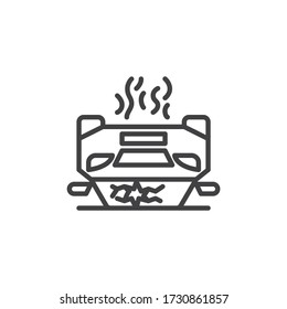 Crashed Car line icon. Overturned Vehicle linear style sign for mobile concept and web design. Car upside down outline vector icon. Symbol, logo illustration. Vector graphics