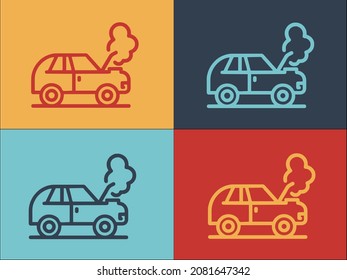 Crashed Car Logo Template, Simple Flat Icon of accident,car,crash