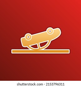 Señal de coche averiado. Icono de gradiente dorado con contornos sobre fondo recto. Ilustración.
