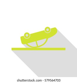 Crashed Car sign. Pear icon with flat style shadow path.