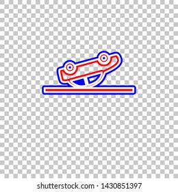 Crashed Car sign. Red, white and contour icon at transparent background. Illustration.