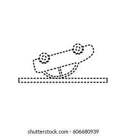 Crashed Car sign. Vector. Black dashed icon on white background. Isolated.