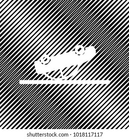 Crashed Car sign. Vector. Icon. Hole in moire background.