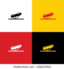 Crashed Car sign. Vector. Icons of german flag on corresponding colors as background.