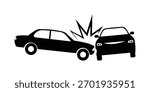 Crashed cars icon set. Road car accident icon. Car Accident Silhouette Icon. Car crash, Car accident, breakdown vector illustration.