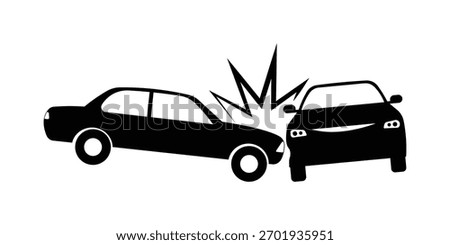 Crashed cars icon set. Road car accident icon. Car Accident Silhouette Icon. Car crash, Car accident, breakdown vector illustration.