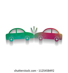 Crashed Cars sign. Vector. Colorful icon with bright texture of mosaic with soft shadow on white background. Isolated.