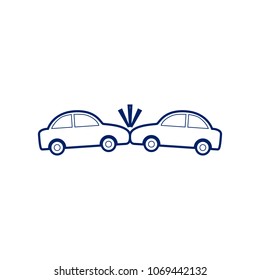 Crashed Cars sign. Vector. Flat style black icon on white.
