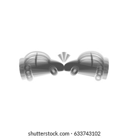 Crashed Cars sign. Vector. Gray icon shaked at white background.