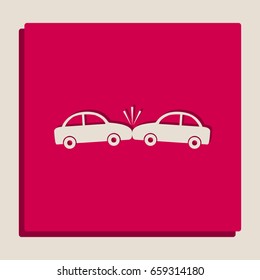 Crashed Cars sign. Vector. Grayscale version of Popart-style icon.