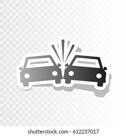 Crashed Cars sign. Vector. New year blackish icon on transparent background with transition.
