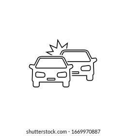 Crashed Cars vector line icon on white
