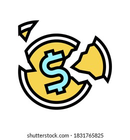 vector de icono del color de la moneda. signo de moneda fracturada. ilustración de símbolo aislado