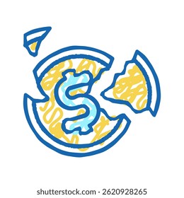 ícone de doodle de moeda batida vetor de esboço. sinal de moeda batida. ilustração de símbolo isolado
