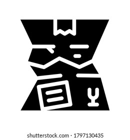 crashed damage box glyph icon vector. crashed damage box sign. isolated contour symbol black illustration
