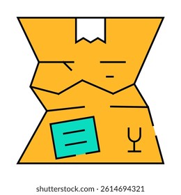 crashed damage box line icon vector. crashed damage box sign. isolated symbol illustration