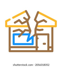 crashed house color icon vector. crashed house sign. isolated symbol illustration