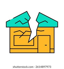 crashed house line icon vector. crashed house sign. isolated symbol illustration