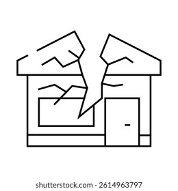 crashed house line icon vector. crashed house sign. isolated contour symbol black illustration