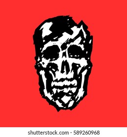 crashed human skull vector illustration