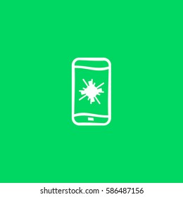 Crashed phone with broken touch screen icon vector