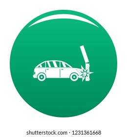 Crashed pillar icon. Simple illustration of crashed pillar vector icon for any design green