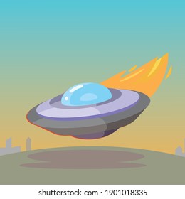 Crashed UFO Landing Into Ground of Earth.