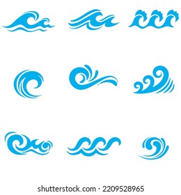 Crashing ocean waves designed in different shape stock illustration