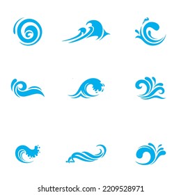 Crashing ocean waves designed in different shape stock illustration