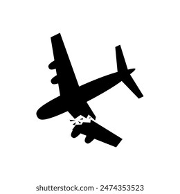 crashing plane vector icon in flat style	